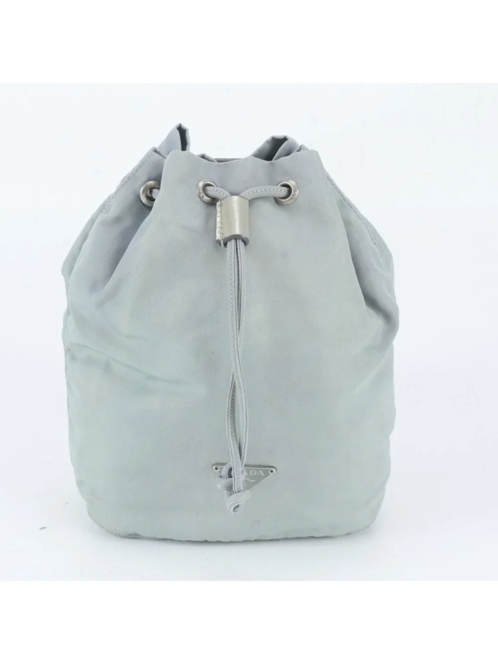 Prada Tessuto Nylon Triangle Logo Drawstring Hand Pouch